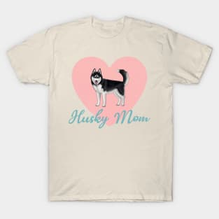 Husky Mom Big Coral Heart T-Shirt